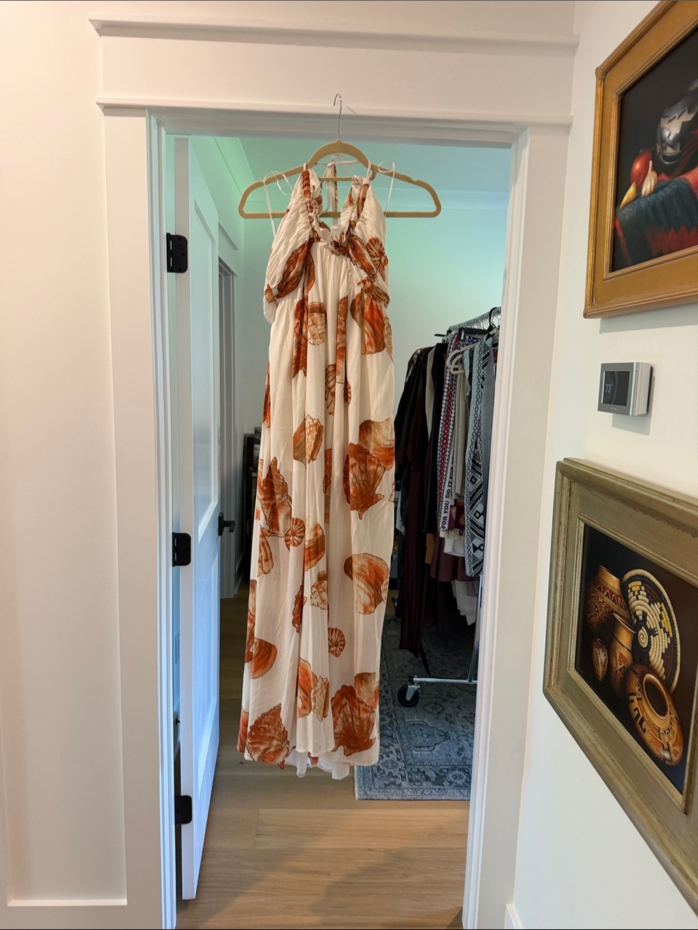 Promesa Boho Cream and Rust Floral Maxi Dress (bw)
